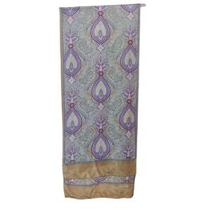 Echo Silk Purple Tan Boho Paisley Delicate Rectangle Scarf Luxury Old Money